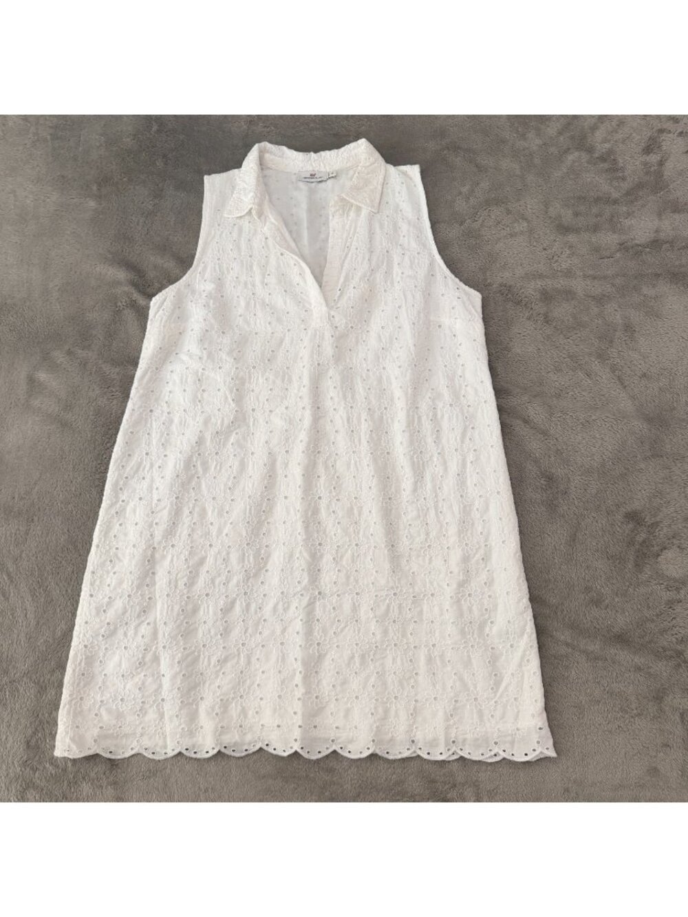 Vineyard Vines White Eyelet Dress Womens Size 14 100% Cotton Coastal Beachy